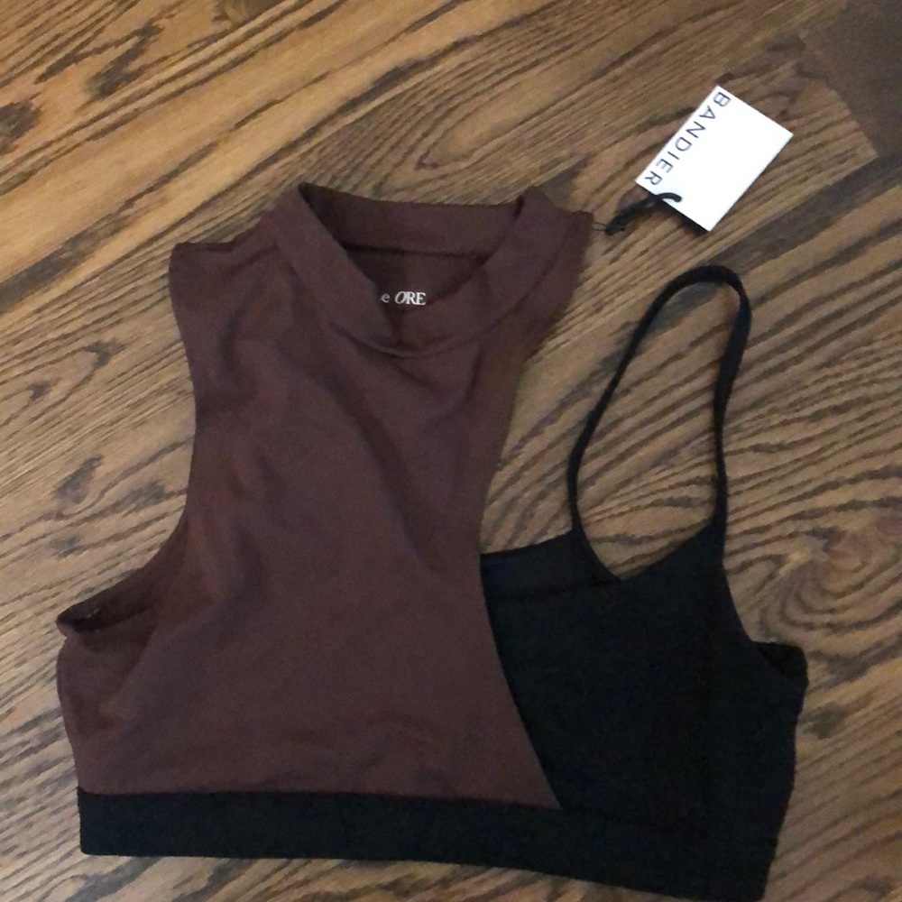 Bandier sorrento asymmetric mock neck bra